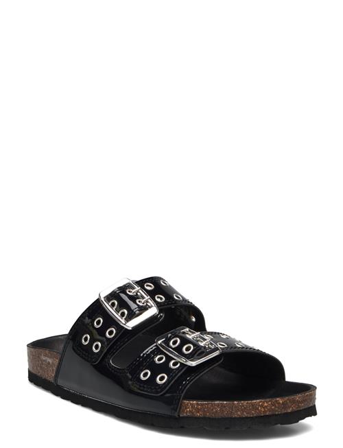 Se Biamiami Two Buckle Slide Patent Leather Bianco Black ved Booztlet