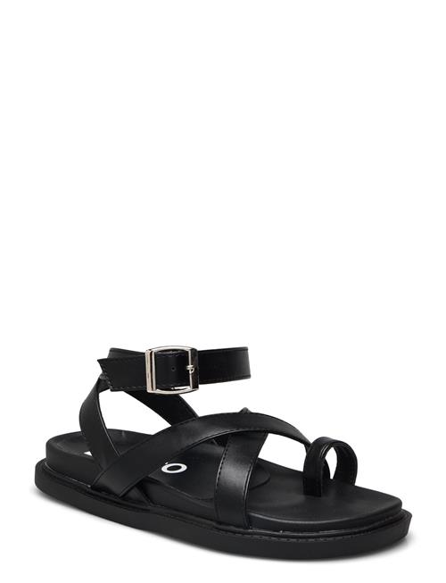 Biaoslo Toe Post Sandal Faux Leather Bianco Black