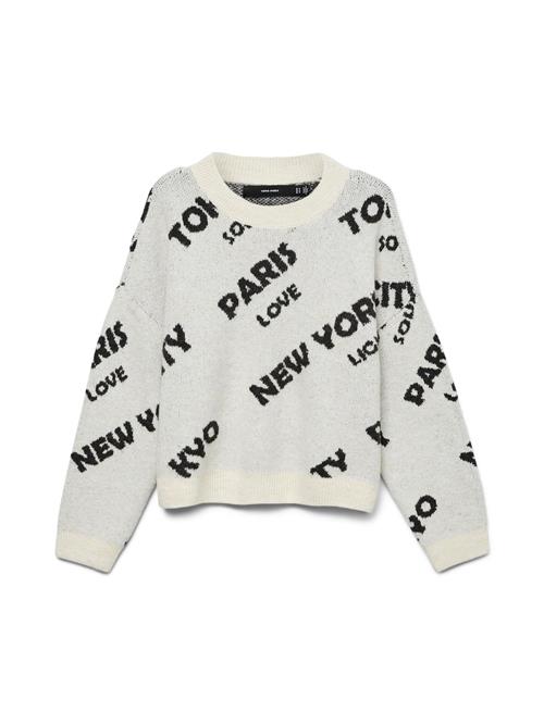 VERO MODA Pullover 'VMNEWCITY'  sort / hvid-meleret