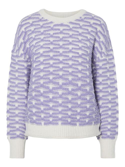 PIECES Pullover 'Diana'  mørkelilla / hvid