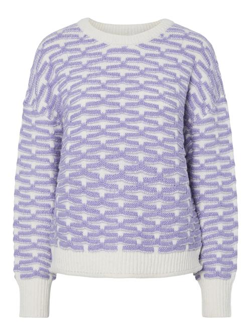 Se PIECES Pullover 'PCDiana'  mørkelilla / hvid ved About You