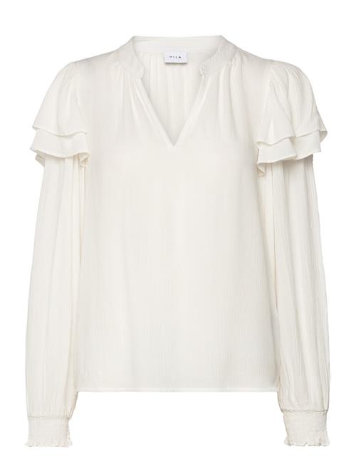 Vitheo L/S Flounce Top Vila White