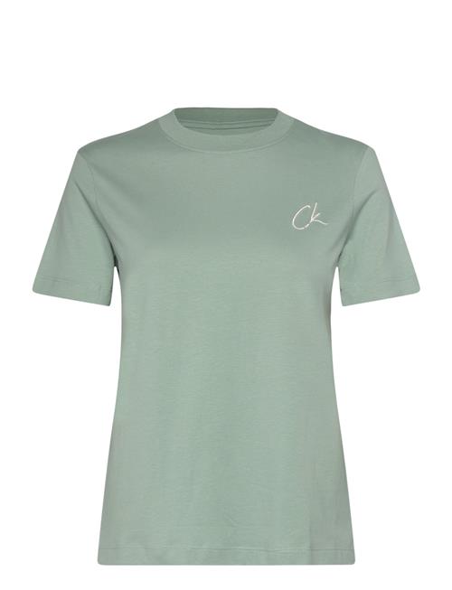 Se Embroidered Ck Regular Tee Calvin Klein Jeans Green ved Booztlet