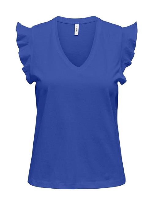 Onlmay S/S Frill V-Neck Top Box Jrs ONLY Blue
