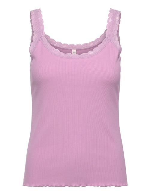 Se Singlet Rib Jersey Lace Hunkemöller Pink ved Booztlet