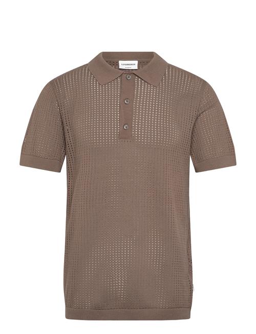 Se Crochet Knitted S/S Polo Lindbergh Brown ved Booztlet