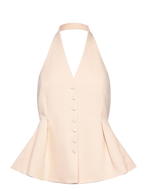 Halter-Neck Waistcoat With Pleats Mango Cream