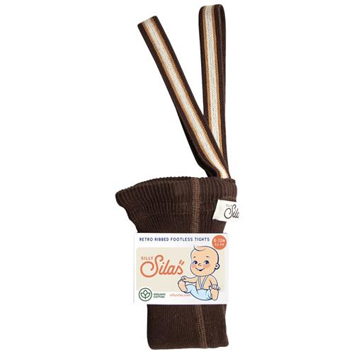 Silly Silas Footless Strømpebukser Chocolate Brown Striped 6-12 months  Brun  6-12 måneder  Unisex