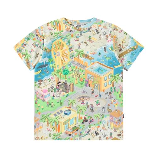 Molo Riley Short Sleeve T-Shirt Pixelcation 128 cm  Beige  128 cm  mand