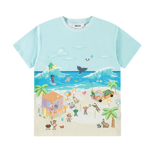 Molo Riley Short Sleeve T-Shirt Pixel Beach 152 cm  Blå  152 cm  mand