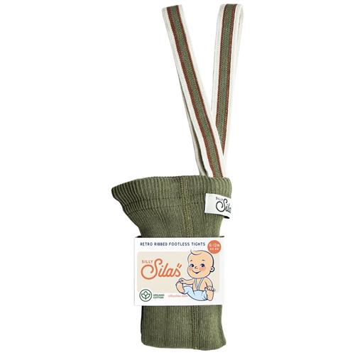 Silly Silas GOTS Fodløse Strømpebukser Olive Striped  2-3 Y  Grøn  2-3 år  unisex