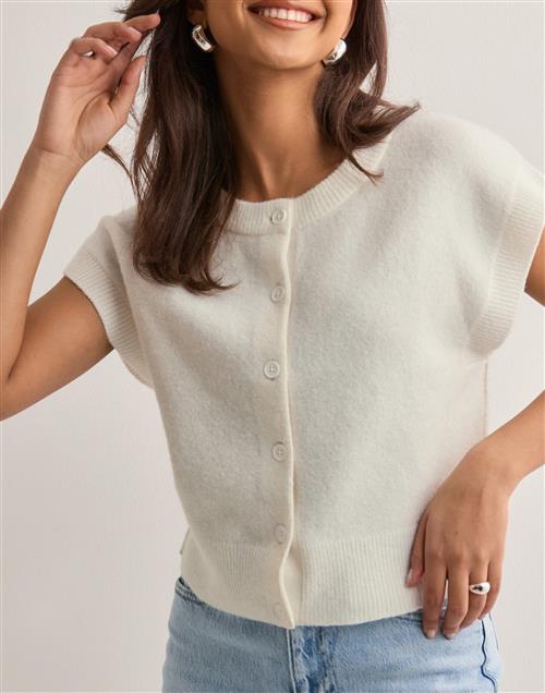 Nelly - Hvid - Sleeveless Knit Cardigan