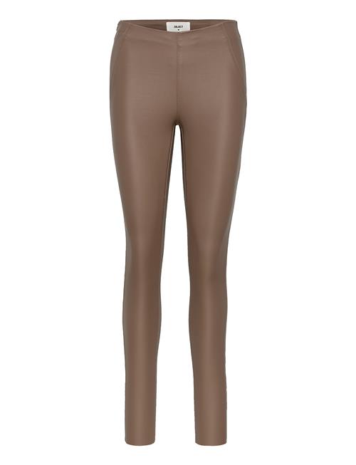 Se Objbelle Mw Coated Leggings Object Brown ved Booztlet