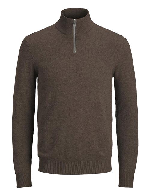 Se Jack & Jones Jjeemil Knit Half Zip Noos Jack & J S Brown ved Booztlet