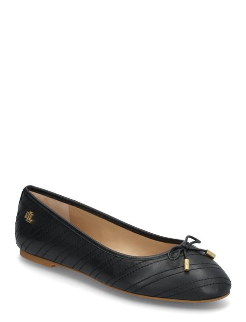 Jayna Stitched Leather Flat Lauren Ralph Lauren Black