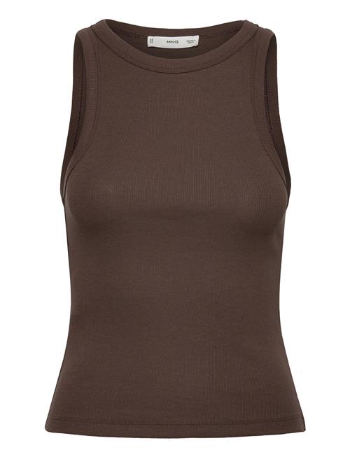 Ribbed Cotton-Blend Top Mango Brown