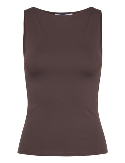 Se Boat Neck Strapless Top Mango Brown ved Booztlet