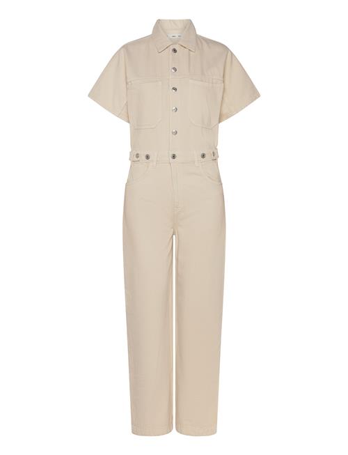 Se Denim Jumpsuit With Multi-Position Buttons Mango Beige ved Booztlet