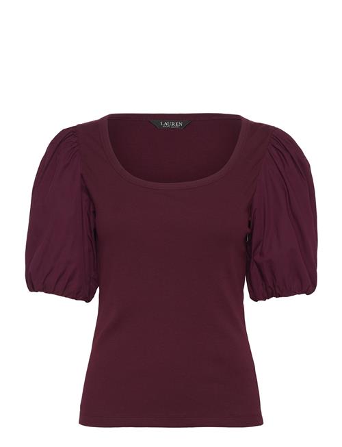 Stretch Cotton Balloon-Sleeve Tee Lauren Ralph Lauren Burgundy