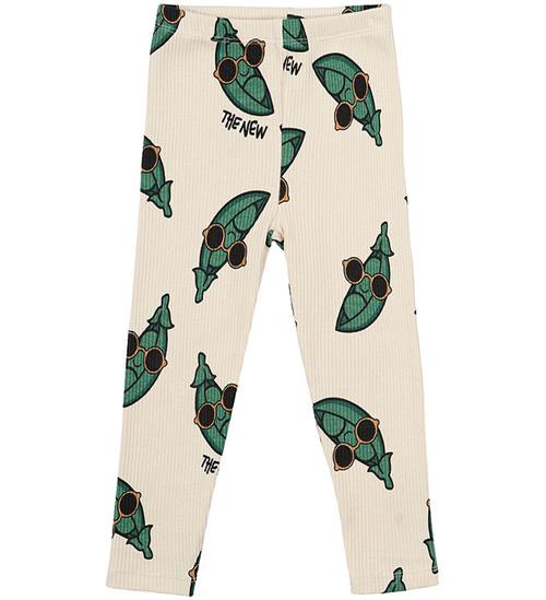 Se The New Siblings Leggings - Rib - TnstNevi - White Swan /GrÃ¸n m. ved KidsWorld