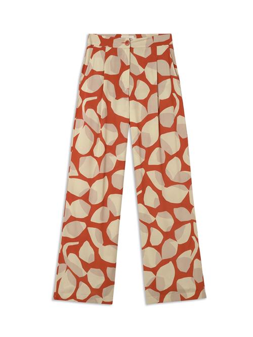 Thinking MU Bukser med lægfolder 'Manolita'  creme / mørkebeige / orangerød