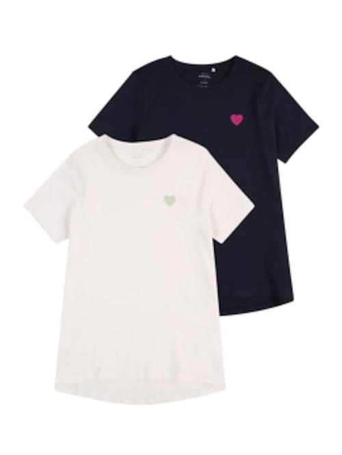 Se NAME IT Bluser & t-shirts 'NKFVioline'  mørkeblå / lemon / lyserød / hvid ved About You