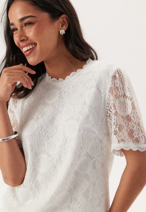 Pieces Pcolline Ss Lace Top Cloud Dancer L