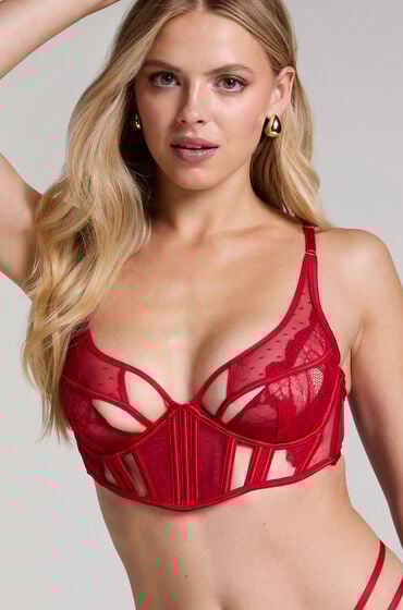 Hunkemöller Ikke-formstøbt longline bøjle-bh Billie rød
