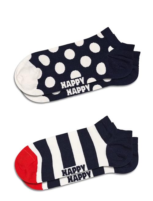 2-Pack Big Dot Stripe Low Socks Happy Socks Navy