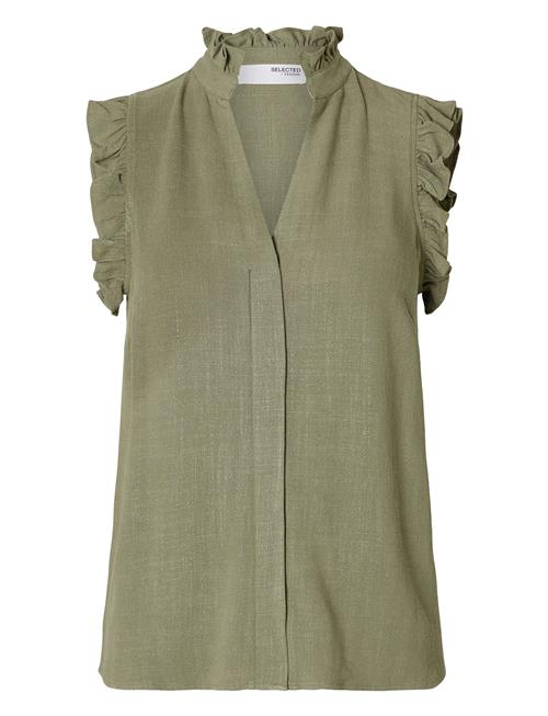 Slfviva Sl Sun Ruffle Top Noos Selected Green
