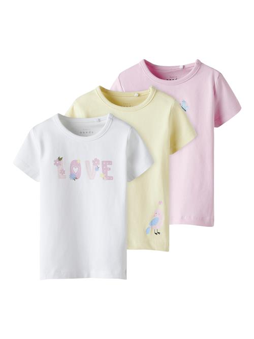 NAME IT Bluser & t-shirts 'NBFVUBIE'  lysegul / lyserød / sølv / hvid