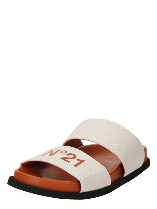 N°21 Pantoletter  cognac / naturhvid
