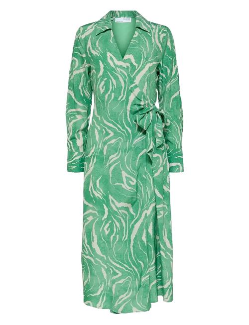 Slfsirine Ls Midi Wrap Dress B Selected Green