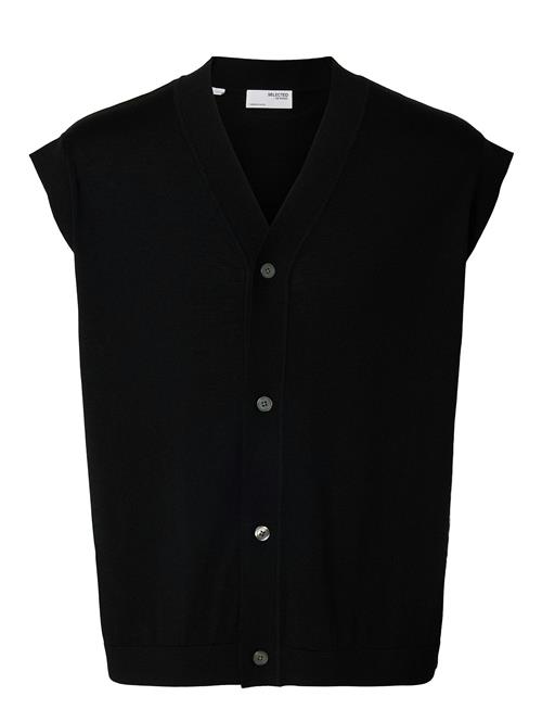 Slhtray Knit Merino Vest Cardigan Ex Selected Black