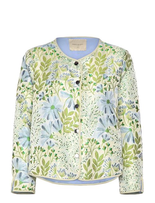 Jacket From Freequent In A Soft Material With A Floral Pattern. The Jacket Has A FREE/QUENT Green
