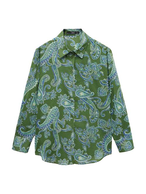 MANGO Bluse 'MAMBA'  oliven / petroleum / hvid