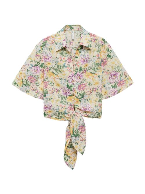 MANGO Bluse  ecru / lysegul / gran / lyserød