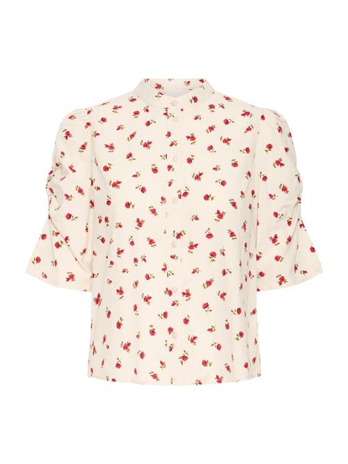 ICHI Bluse 'IHQWIN'  elfenben / gran / cranberry
