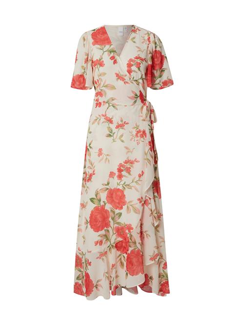 YAS Sommerkjole 'YASVENEDA'  creme / mørkegrøn / gammelrosa / rød
