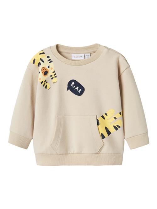 NAME IT Sweatshirt 'NBMHACK'  mørkebeige / gul / sort / hvid