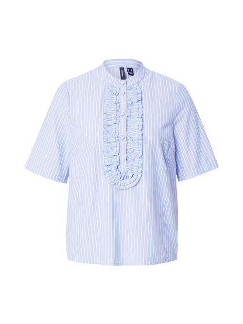 VERO MODA Bluse 'VMLUMA'  lyseblå / hvid