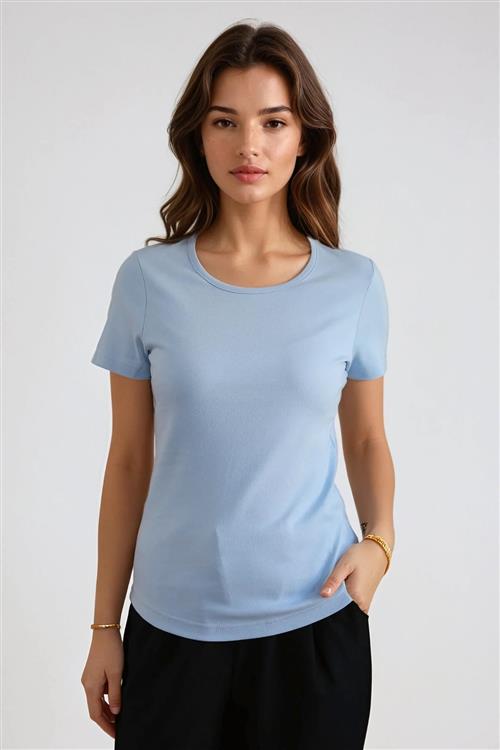 Basic Tight T-shirt - Lys Blå - S - TeeShoppen