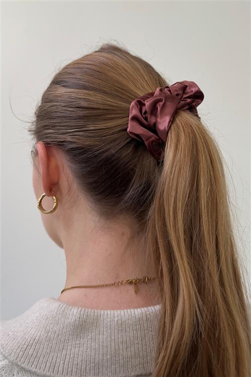 Satin Scrunchie - Mørk Lilla - One-Size - TeeShoppen