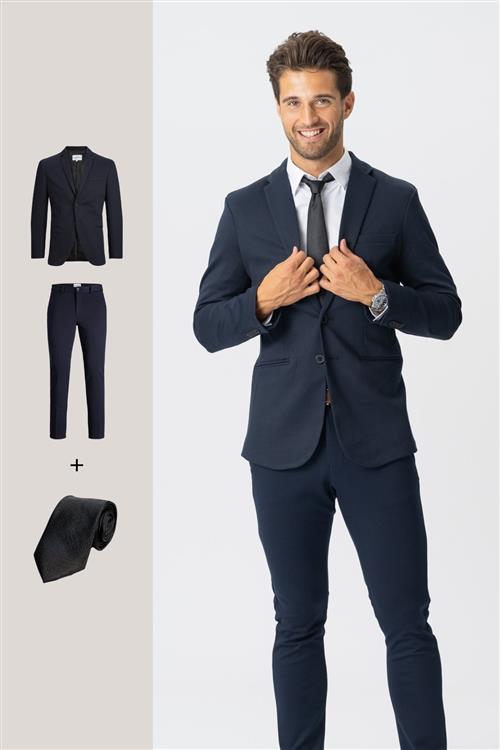 Se Det Originale Performance Jakkesæt (Navy) + Slips - Pakketilbud - Herre - Default Title - TeeShoppen ved Teeshoppen