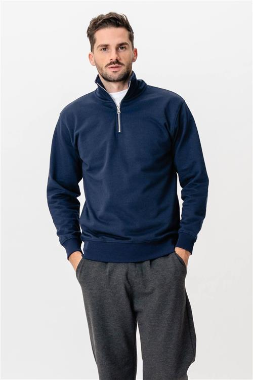 Sweatshirt Half Zip - Navy - L - TeeShoppen