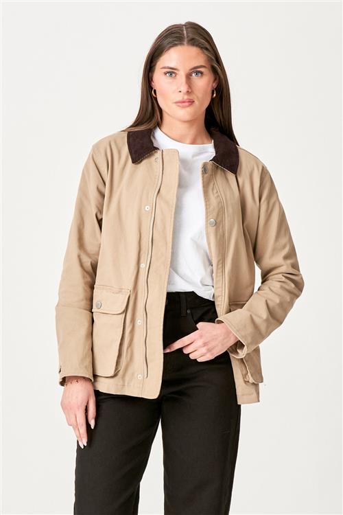 Twill Jakke - Mørk Sand - XL - TeeShoppen