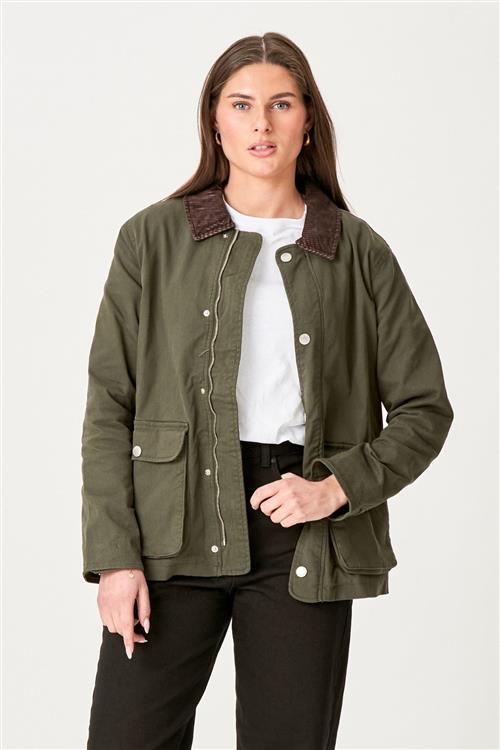 Twill Jakke - Mørk Oliven - 2XL - TeeShoppen