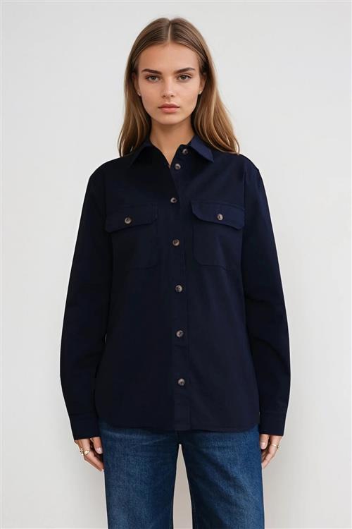 Amber Twill Skjorte - Navy - S - TeeShoppen