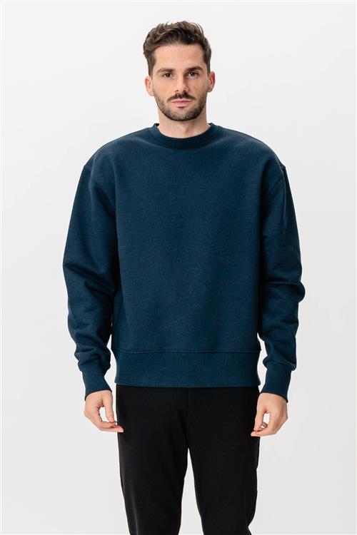 Heavy Crewneck - Mottled Navy - L - TeeShoppen