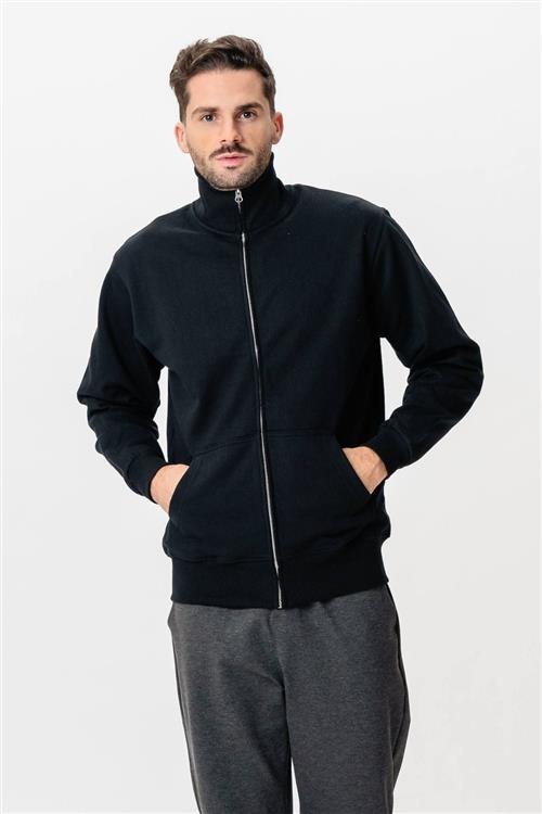 Sweatshirt Zip - Sort - 2XL - TeeShoppen